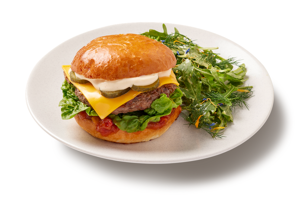 Gourmet Beef Burger with Leafy Green Salad