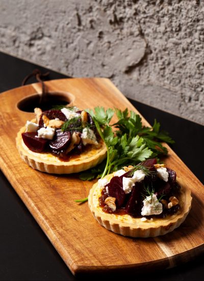 Beetroot, Goats Cheese & Walnut Tart