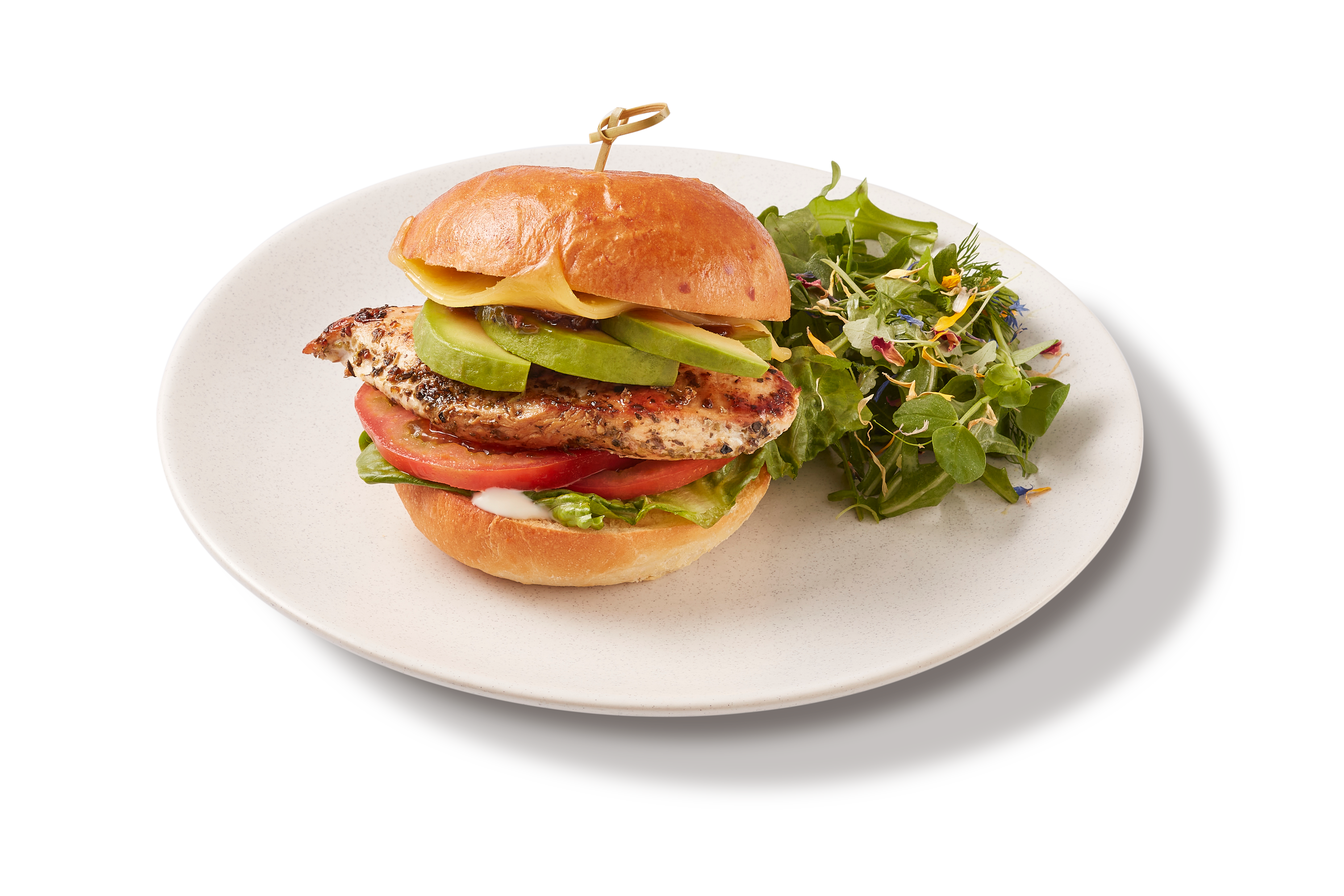 Grilled Chicken Burger with Leafy Green Salad